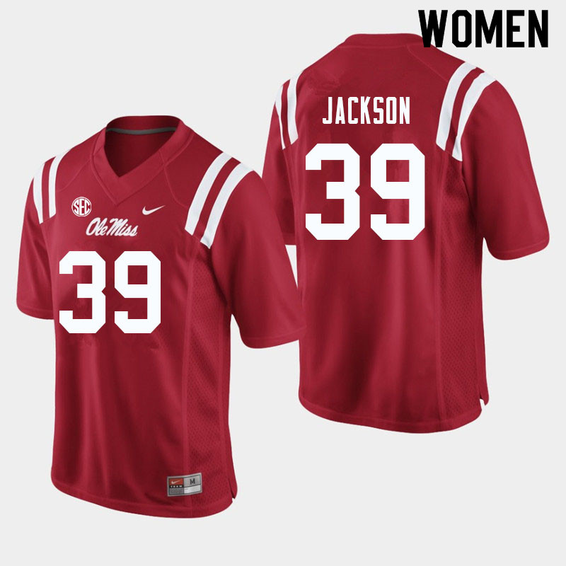 Women #39 Dink Jackson Ole Miss Rebels College Football Jerseys Sale-Red - Click Image to Close